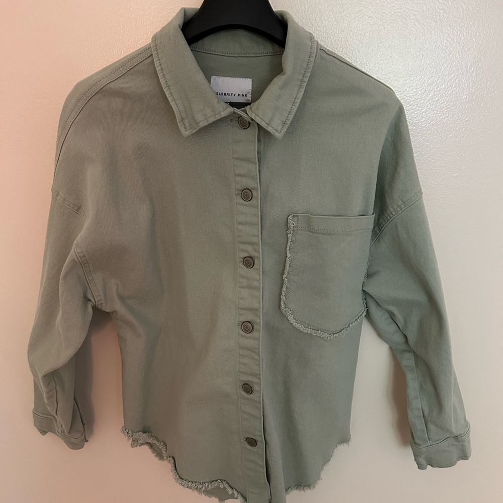 Celebrity Pink Frayed Shacket
